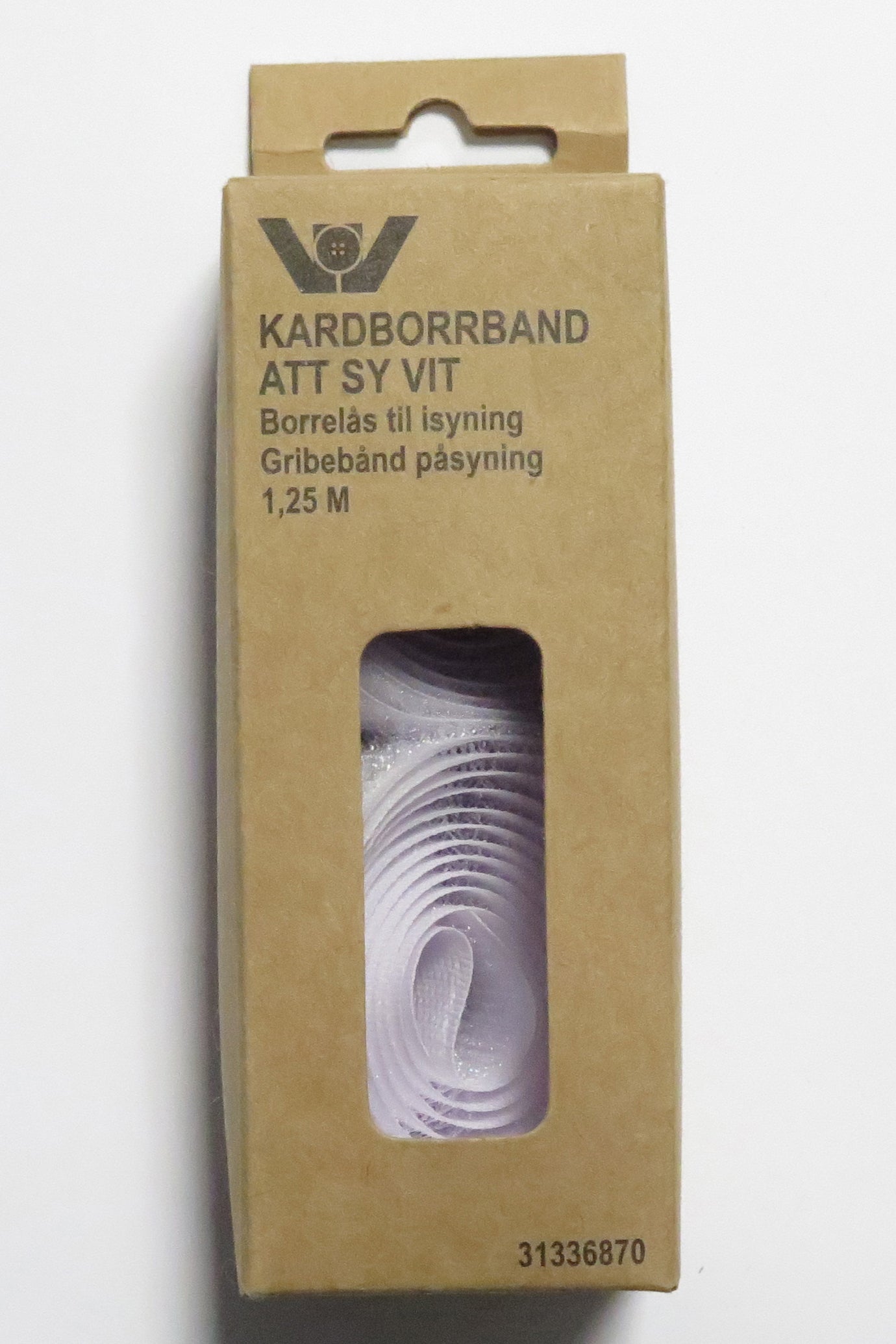 Borrelås 20 mm x 1,25 meter hvit - til å syes på - Lillifixshop Villy Jensen