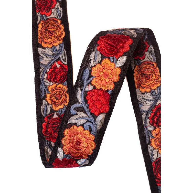 Pyntebånd bredde 4,5 cm - Rose Black Orange (Selges pr dm)