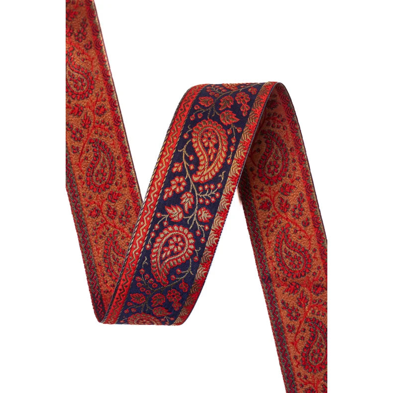 Pyntebånd bredde 5,8 cm- Paisley Red Blue (Selges pr dm)