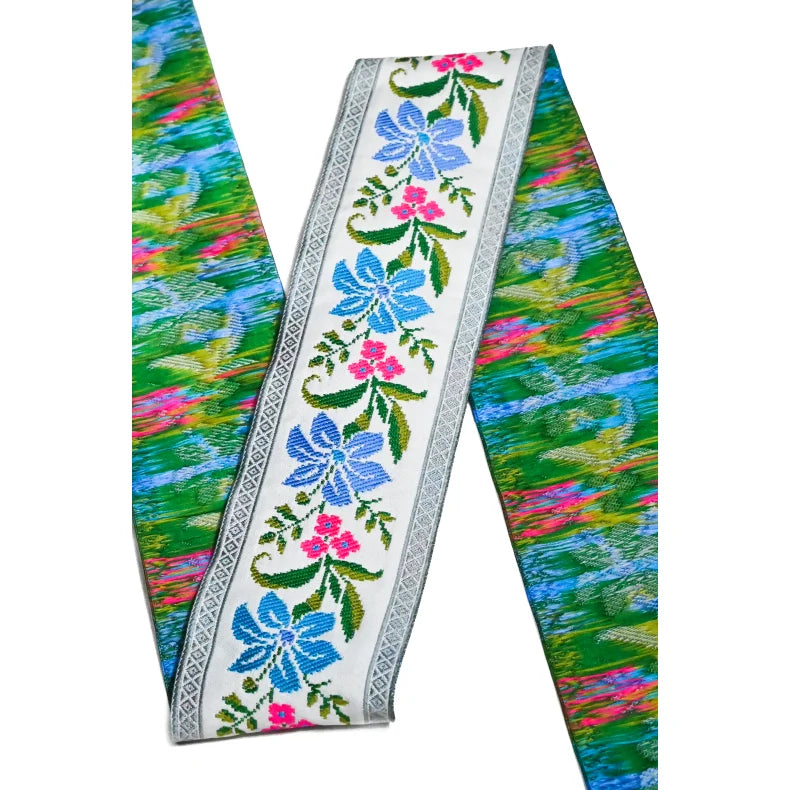 Pyntebånd bredde 7,5 cm- Flower Garden Blue (Selges pr dm)