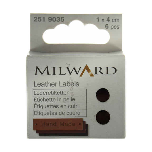 Milward lær labels "Handmade" 3 farger (6 stk)