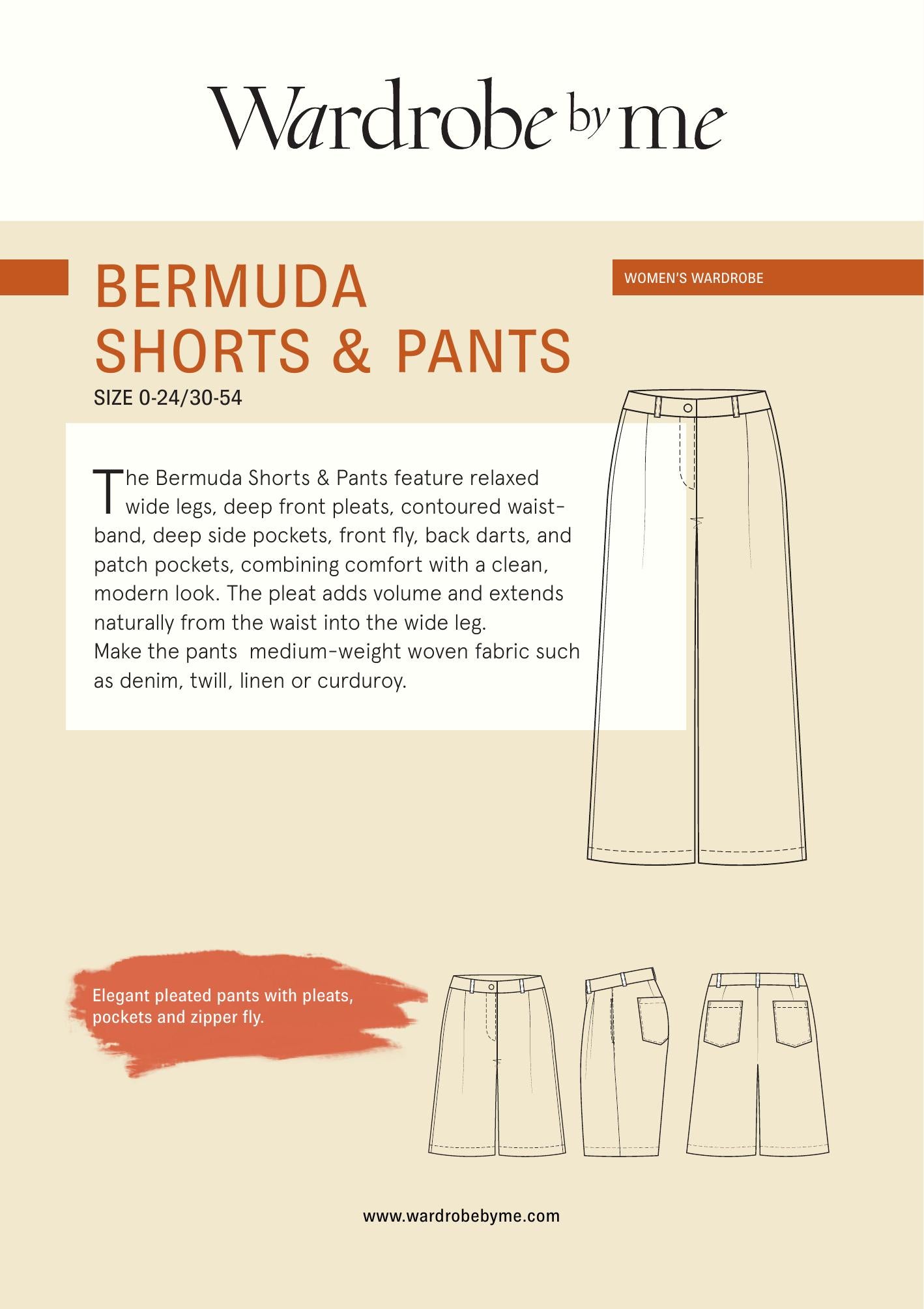 Symønster Bermuda Bukse & Shorts Dame (Str 30-54) - Wardrobe by me