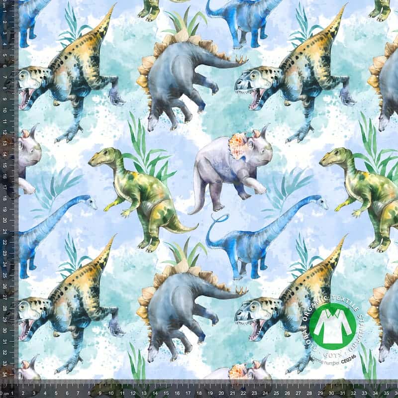 Bomullsjersey med blå dinosaurprint - Lillifixshop Lillifixshop