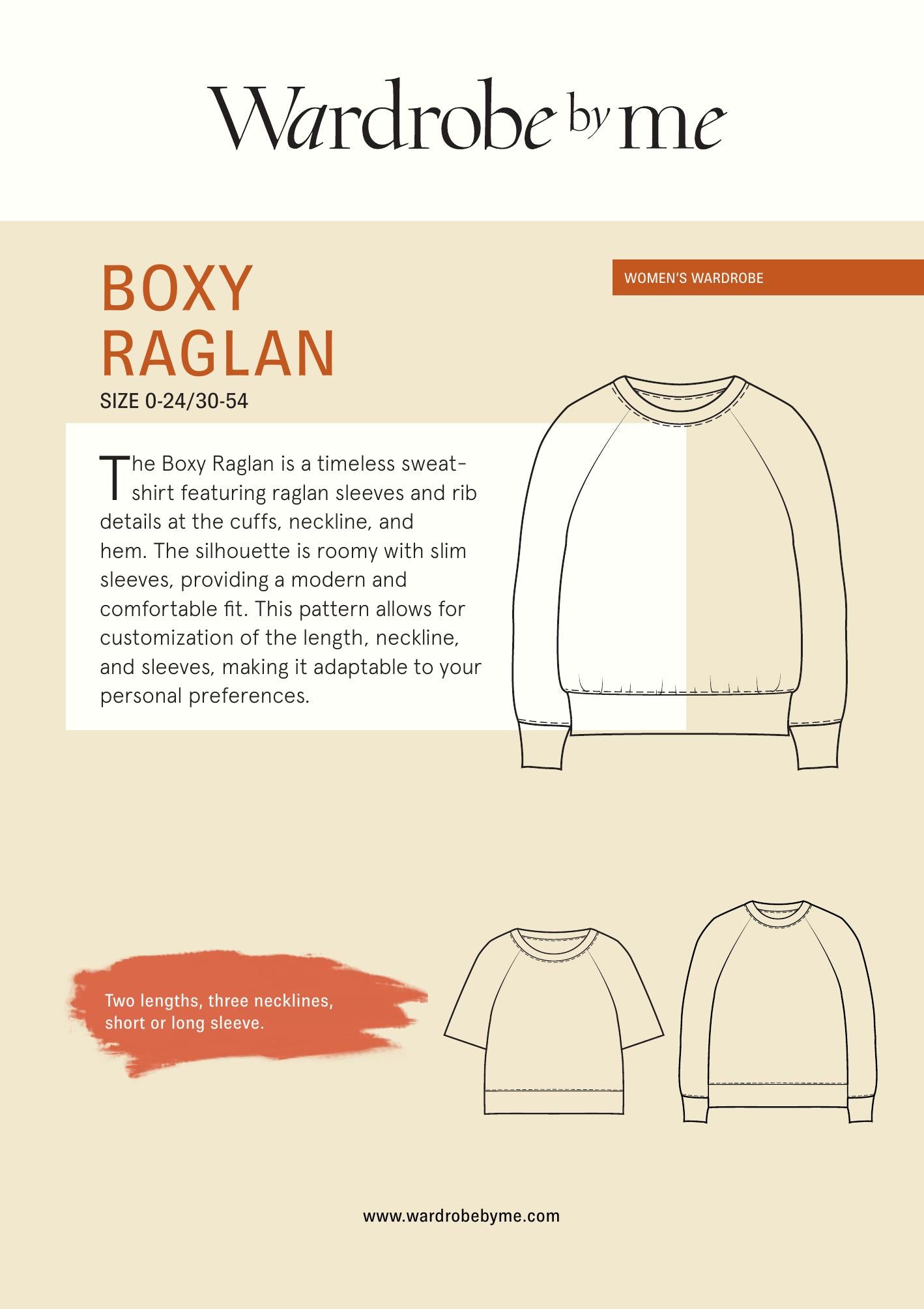 Symønster Boxy Raglan Genser Dame (Str 30-54) - Wardrobe by me