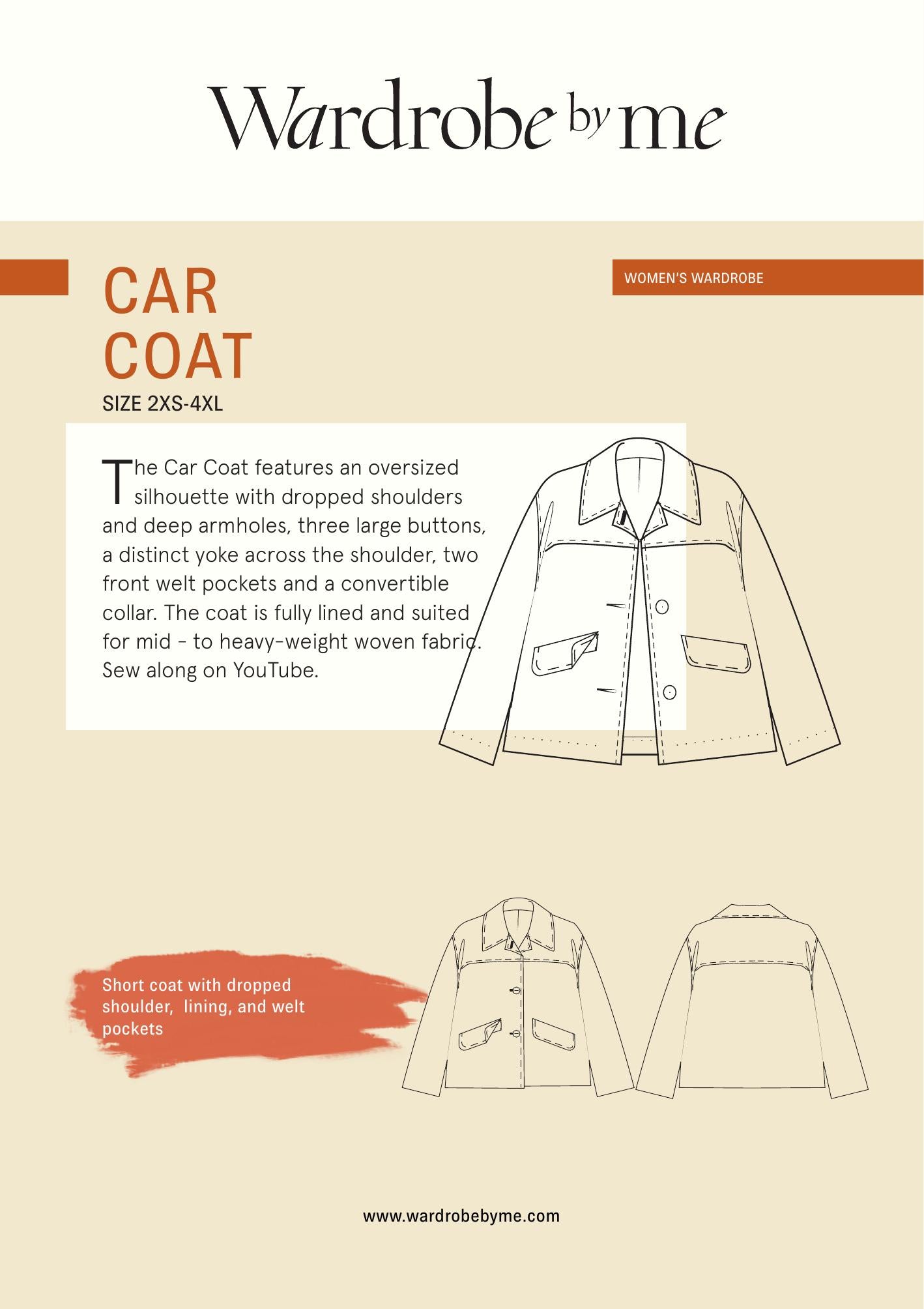 Symønster Car Coat Dame (Str 2XS-4XL) - Wardrobe by me
