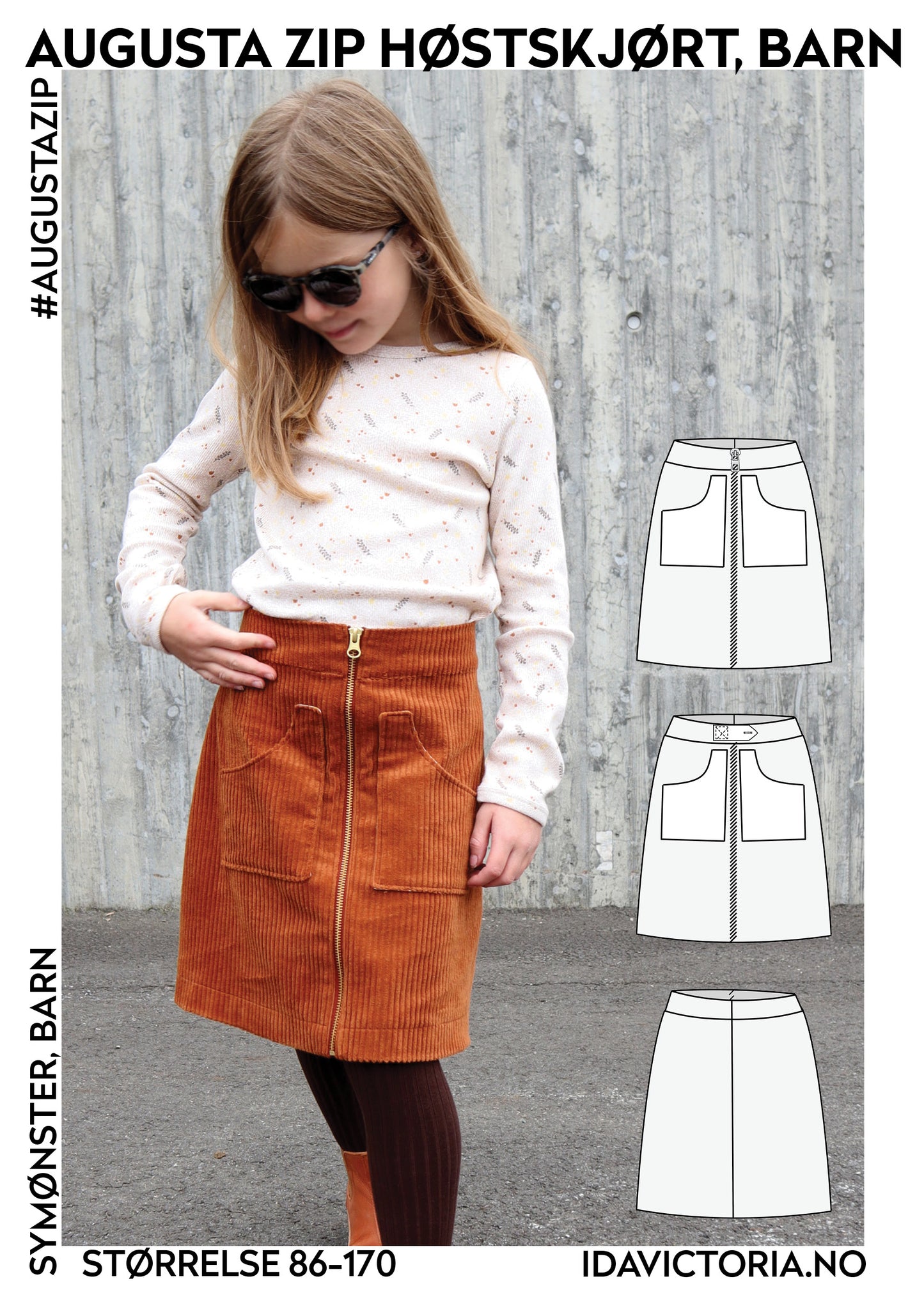 Ida Victoria: Augusta Zip Høstskjørt, barn (86-170) - Lillifixshop Ida Victoria