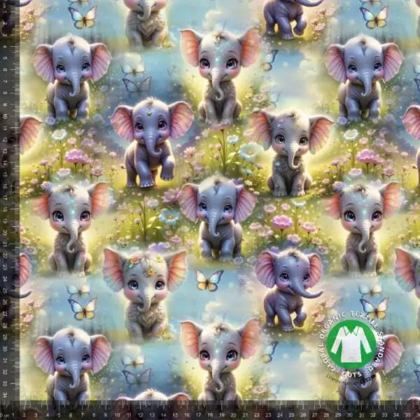 Bomullsjersey søte elefanter