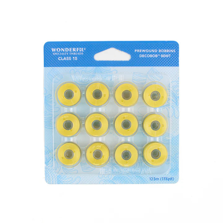 WonderFil Deco Bob Soft Yellow ferdigspolte underspoler 12 stk