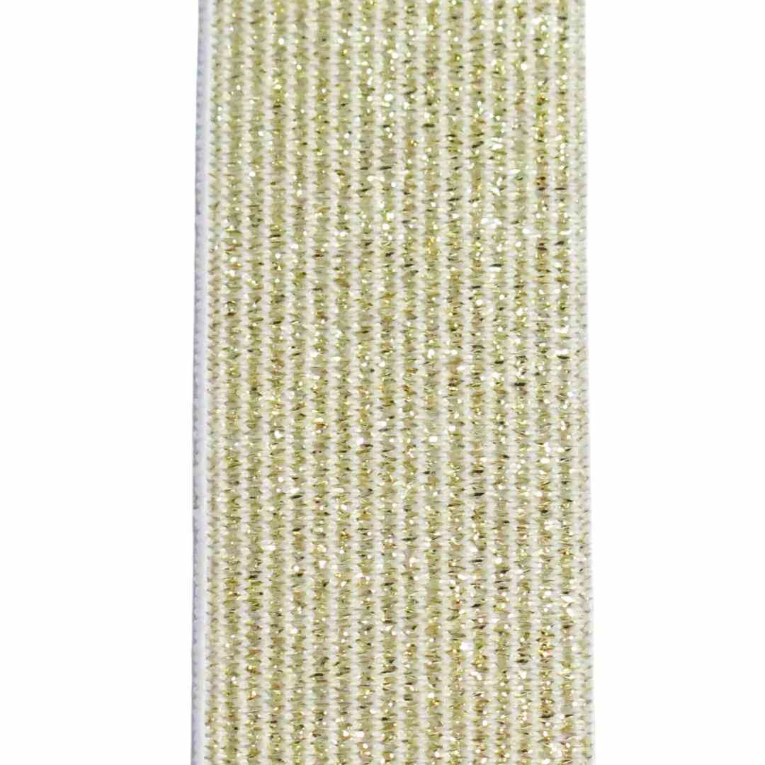 Elastikk 30 mm Hvit/Gull Lurex - Lillifixshop RYD
