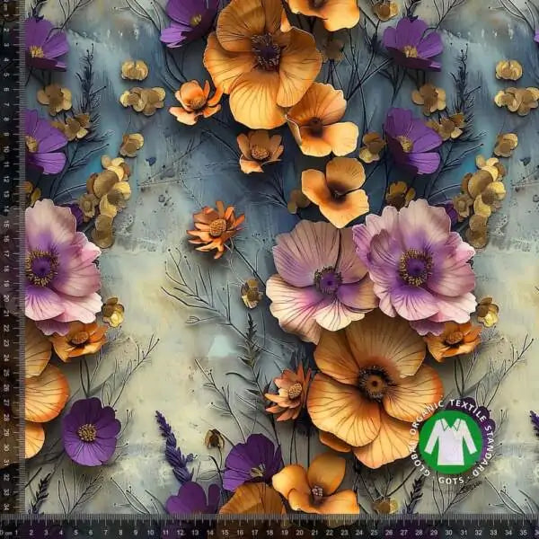 Bomullsjersey med print av blomster på betong