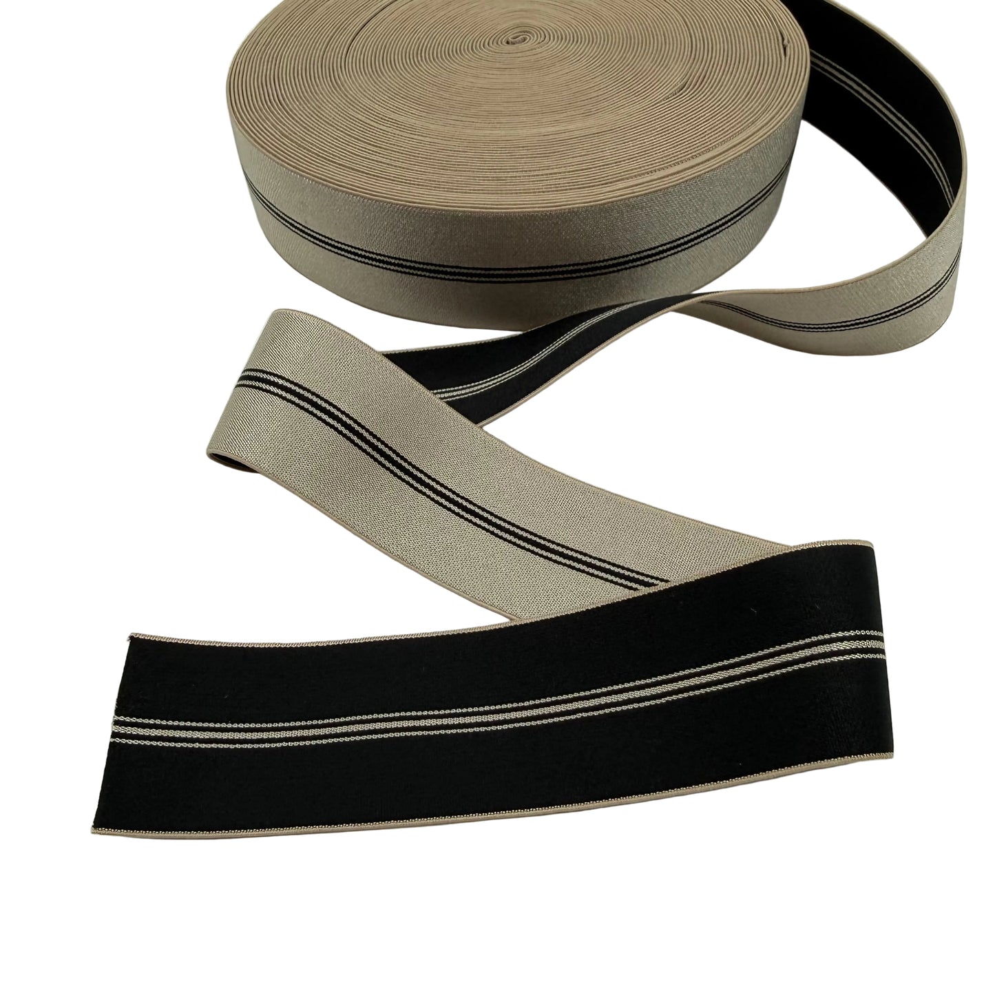 Elastikk 40 mm Beige/Sort (pris oppgitt pr dm)