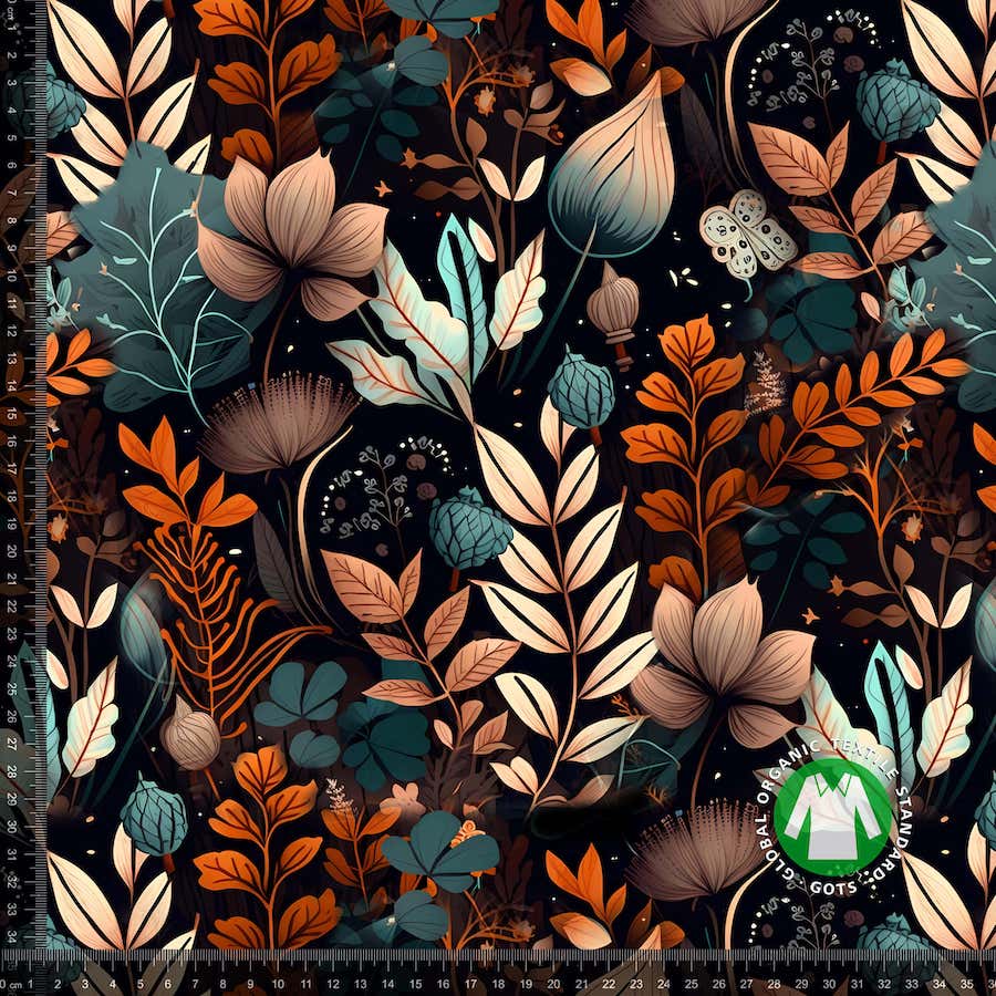 Bomullsjersey print med høsttema