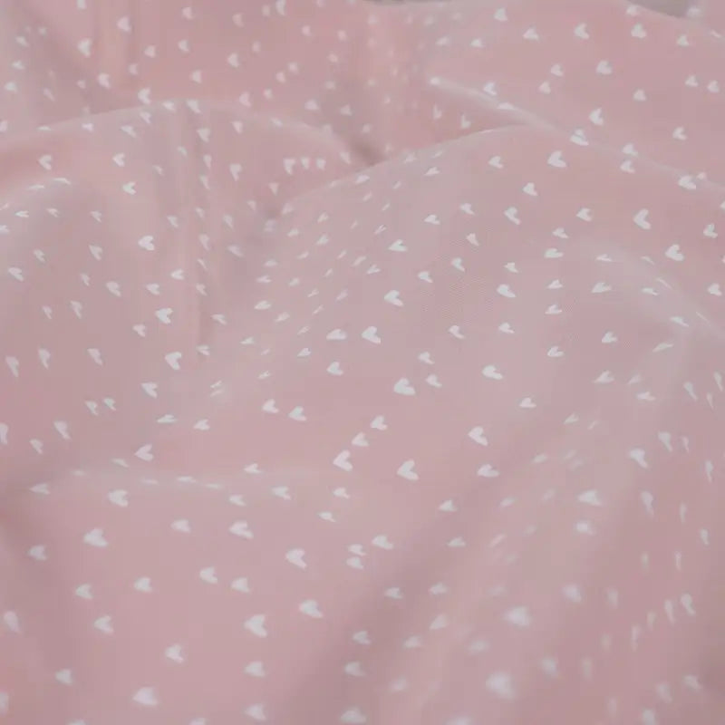 Vevd bomullspoplin - Hjerter Rosa