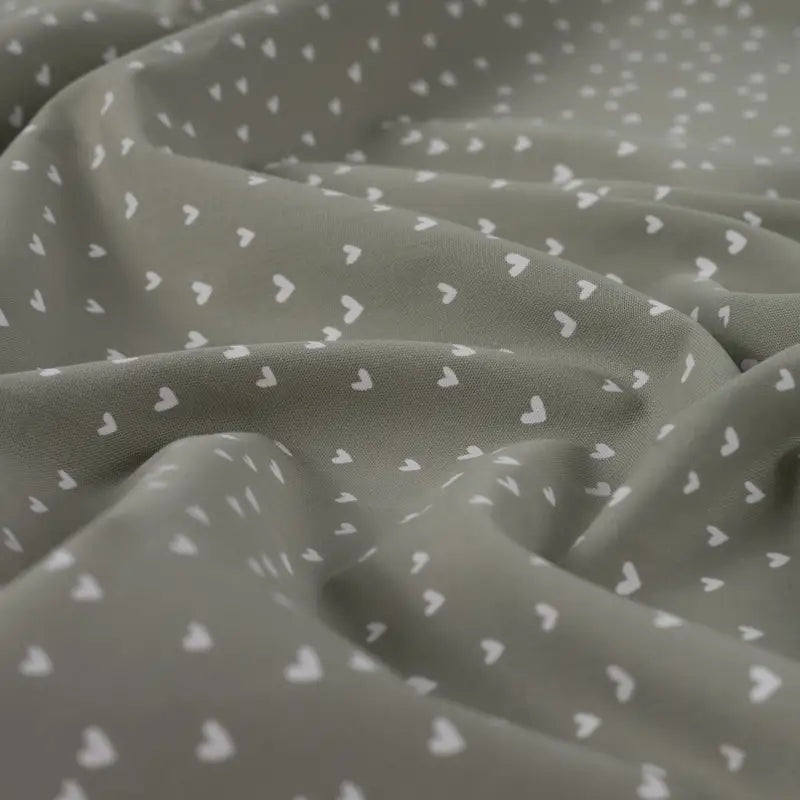 Vevd bomullspoplin - Hjerter Grønn