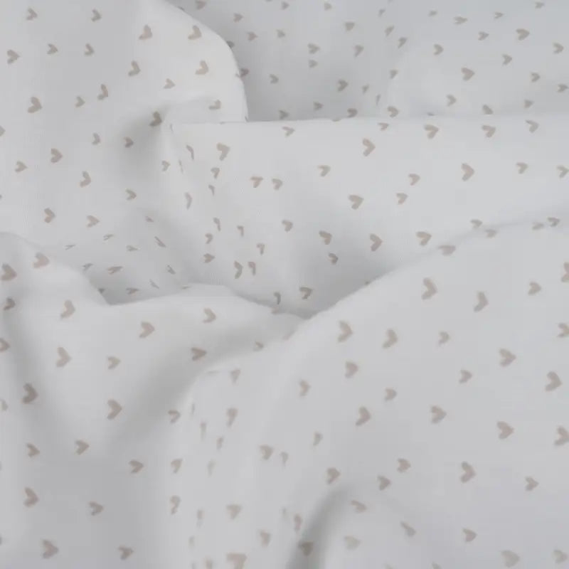 Vevd bomullspoplin - Hjerter Ecru