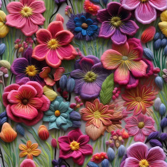 French Terry - digitalprint - Blomster fargeglede