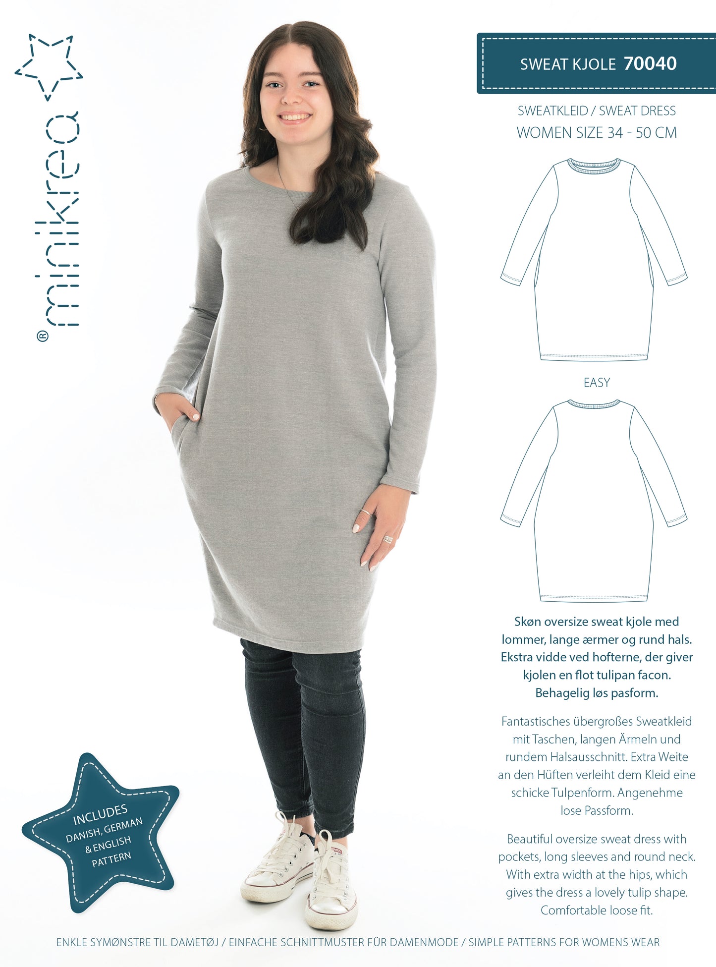 Genserkjole - dame str 34 - 50 - Minikrea 70040 - Lillifixshop Minikrea