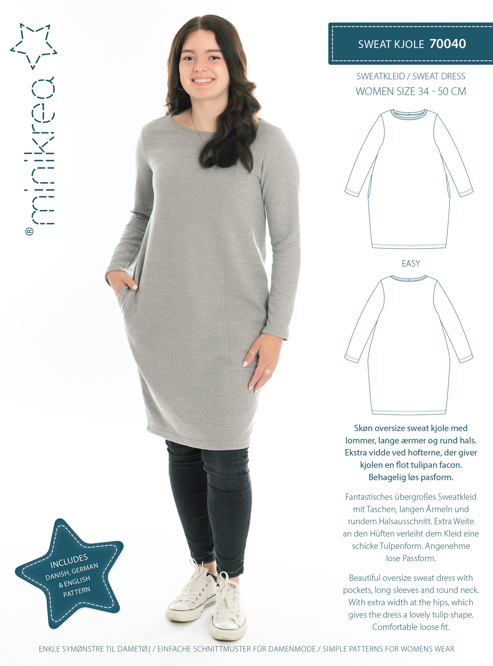 Genserkjole - dame str 34 - 50 - Minikrea 70040 - Lillifixshop Minikrea