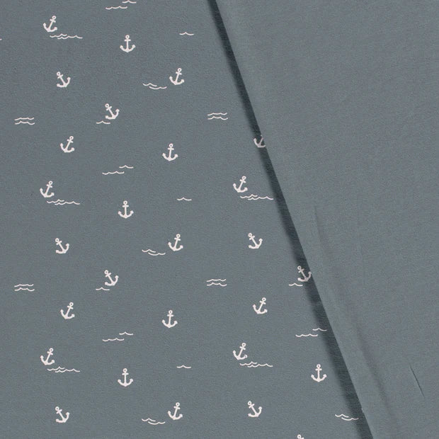 Bomullsjersey Blå med Ankerprint - Lillifixshop Lillifixshop