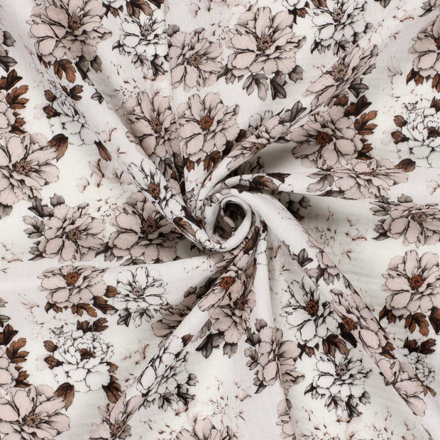 Musselin digital printed Flowers Off White - Lillifixshop Lillifixshop