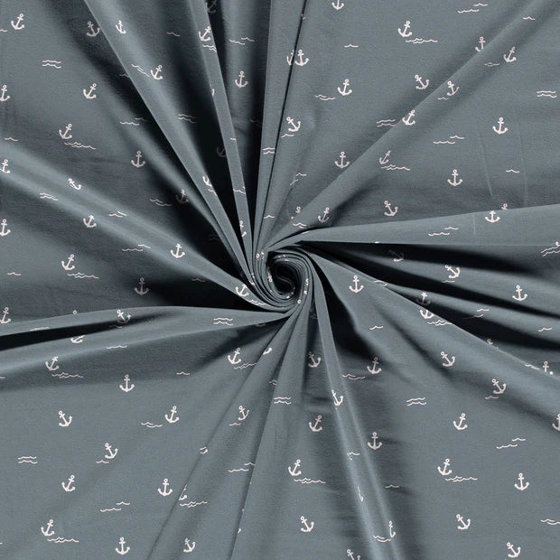 Bomullsjersey Blå med Ankerprint - Lillifixshop Lillifixshop