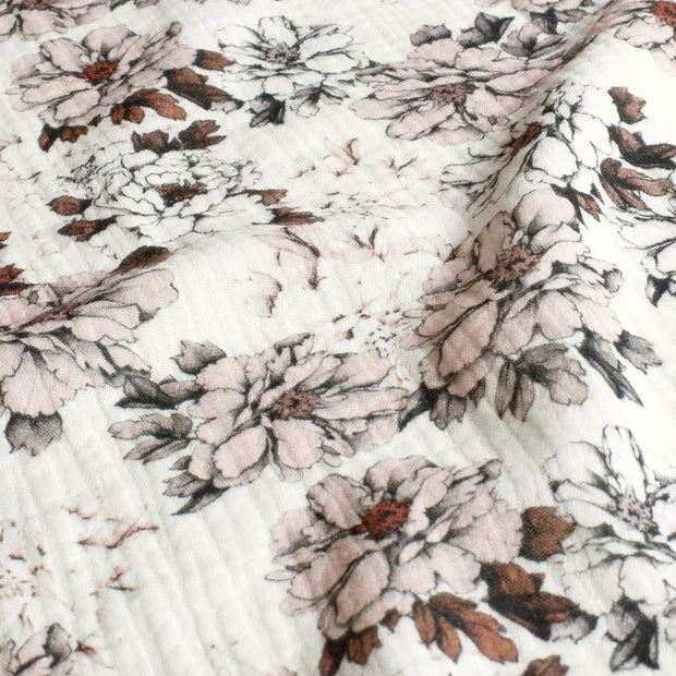 Musselin digital printed Flowers Off White - Lillifixshop Lillifixshop