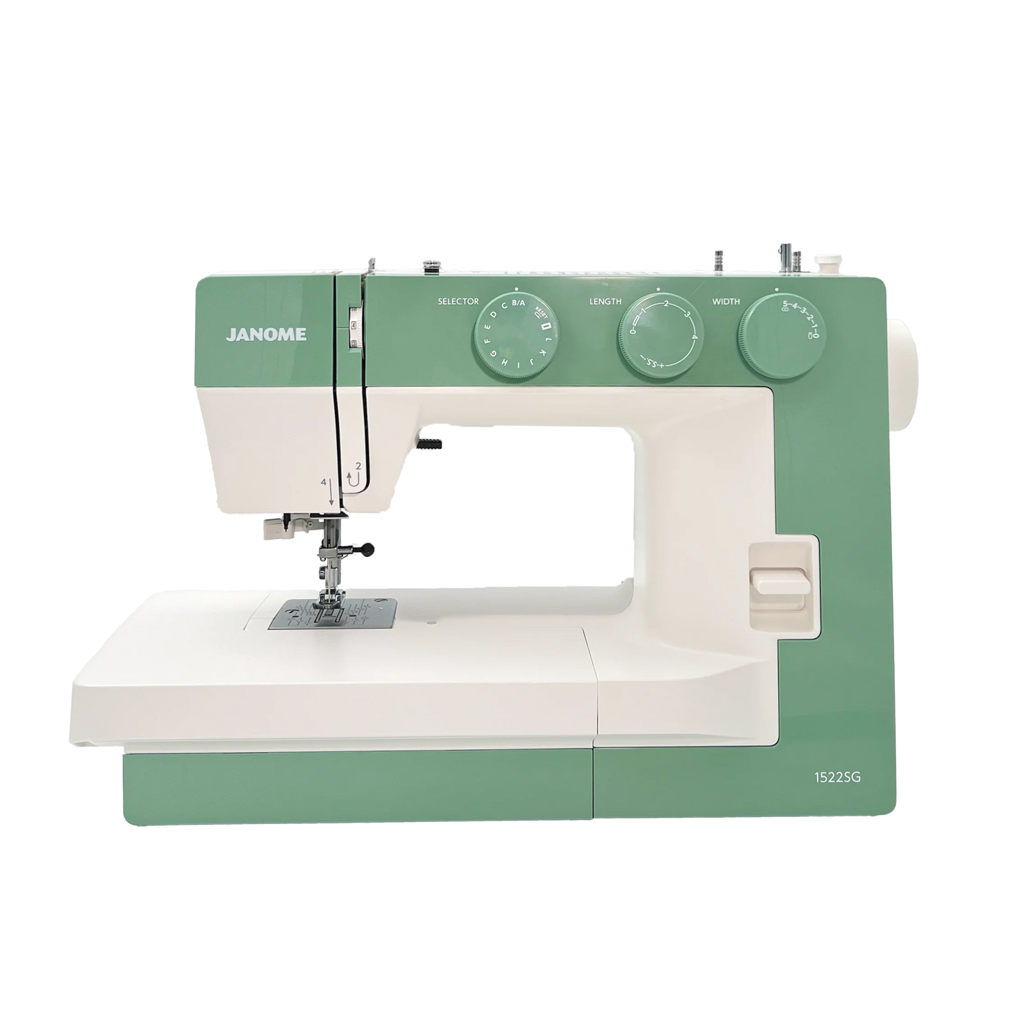KAMPANJE! Janome 1522 Smokey green - Få med Trykkfotsett + mønster til solhatt (verdi 985 kr!)