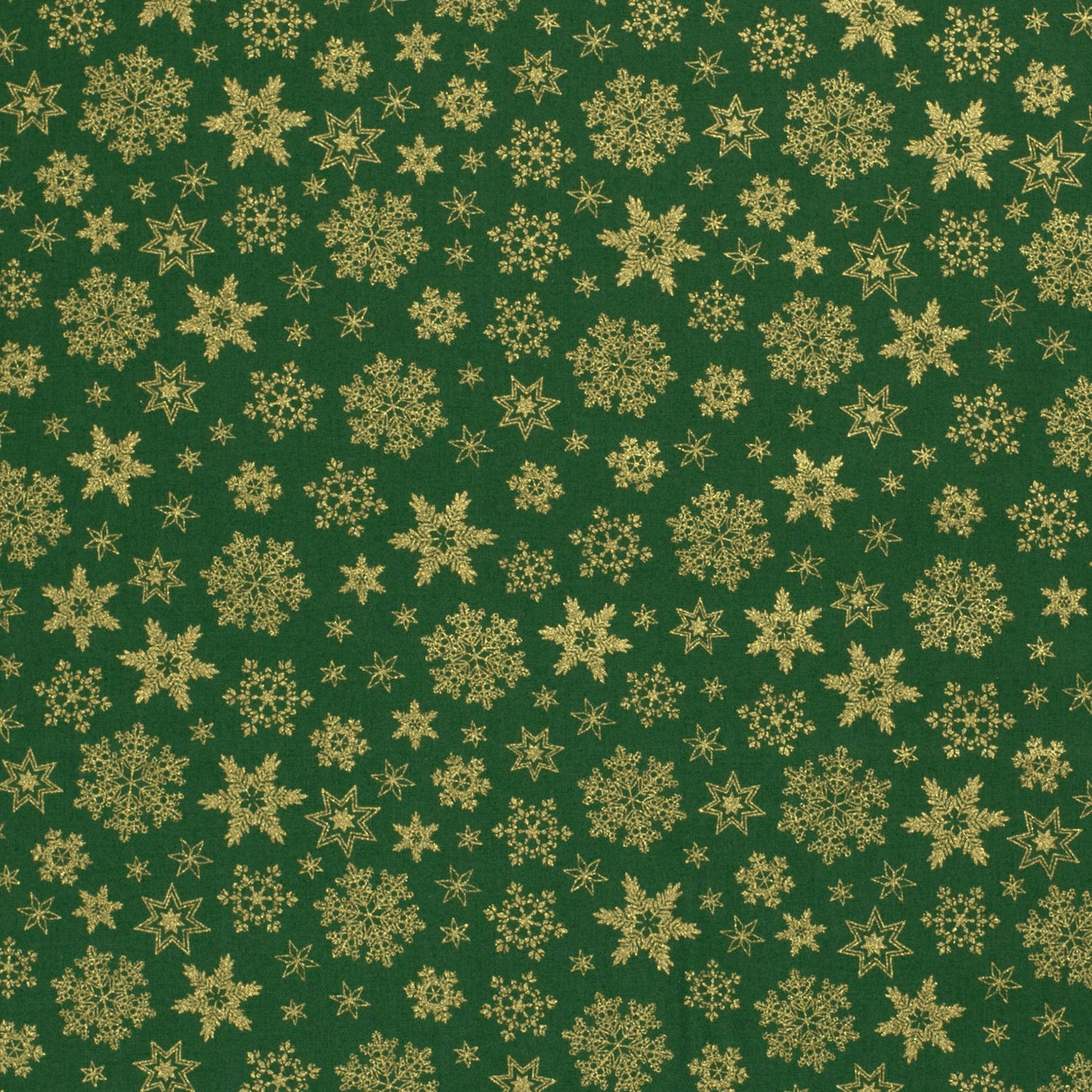 Vevd Bomullspoplin grønn med juleprint