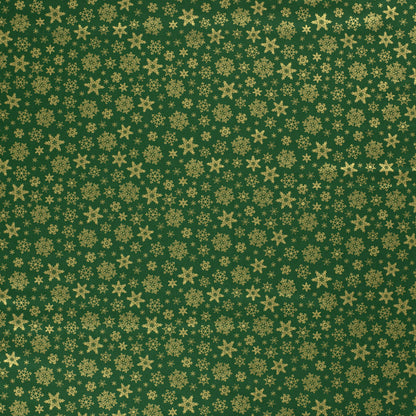 Vevd Bomullspoplin grønn med juleprint