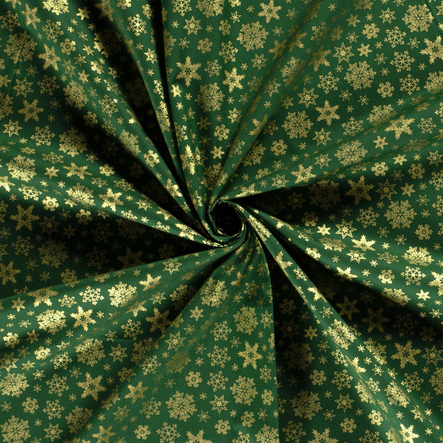 Vevd Bomullspoplin grønn med juleprint