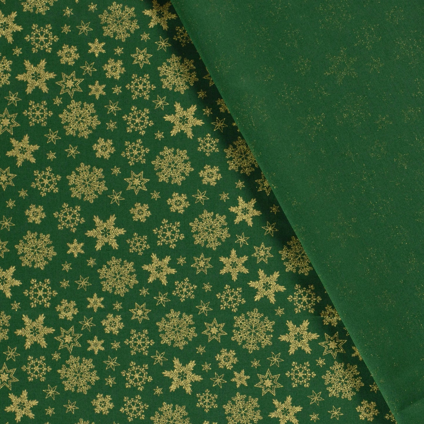 Vevd Bomullspoplin grønn med juleprint
