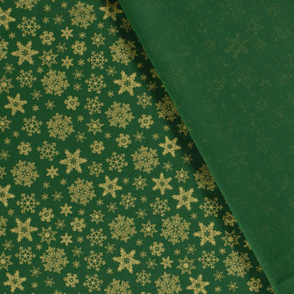 Vevd Bomullspoplin grønn med juleprint