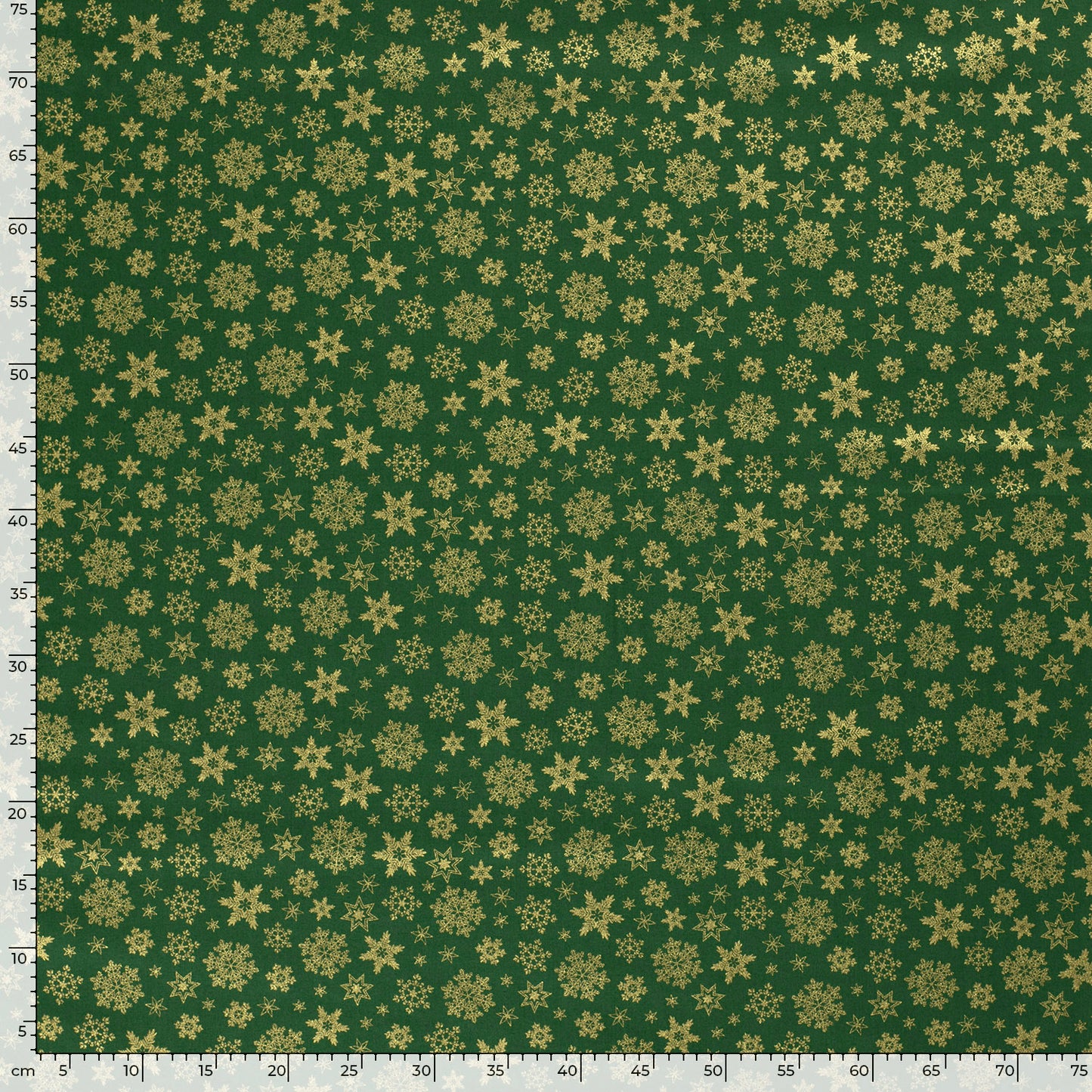 Vevd Bomullspoplin grønn med juleprint