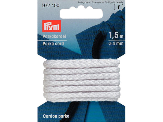 Prym anorakksnor 4 mm 1,5m Hvit - Lillifixshop Lillifixshop