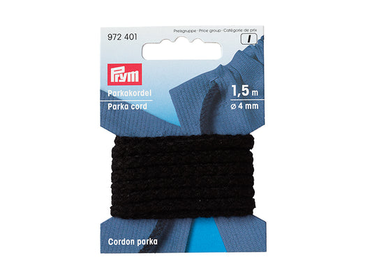 Prym anorakksnor 4 mm 1,5m Sort