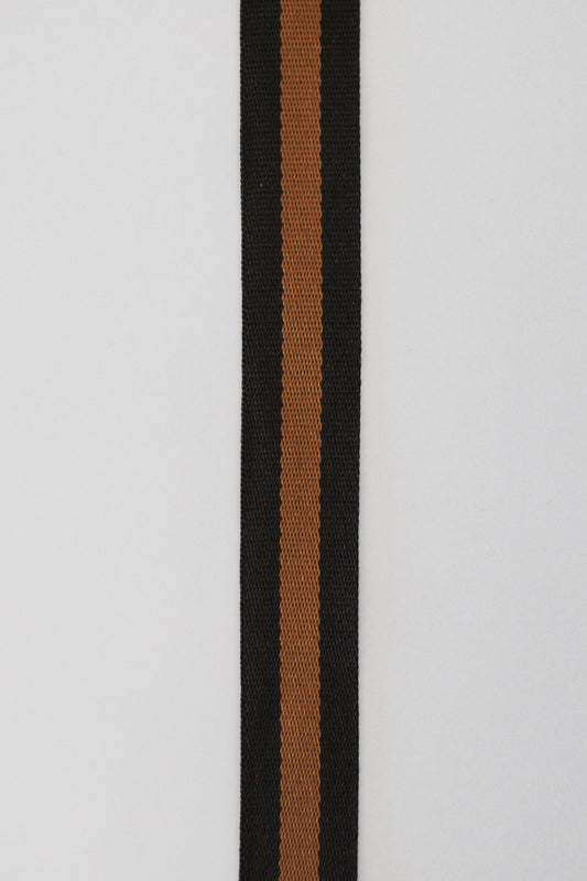 Gjordebånd (webbing) polyester 30 mm brunstripet (pris pr dm)