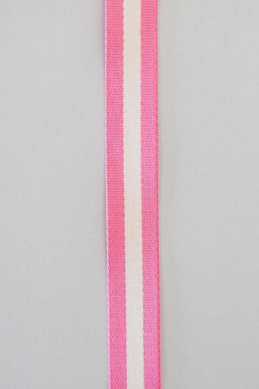Gjordebånd (webbing) polyester 30 mm rosa/hvit (pris pr dm)