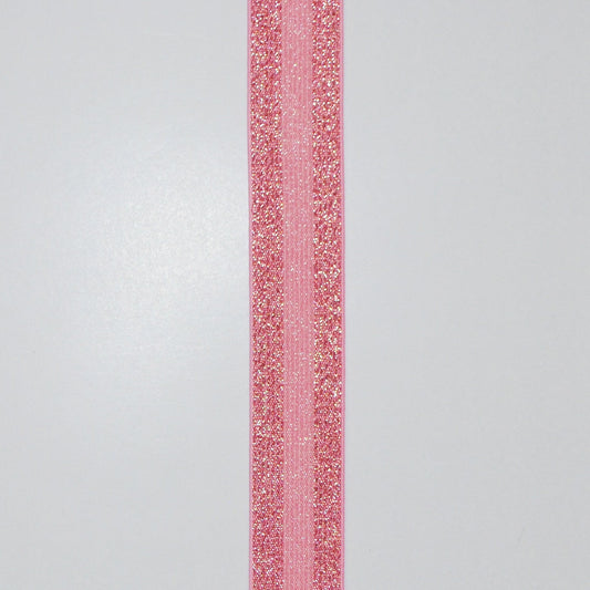 Elastikk 25 mm lurex rosa