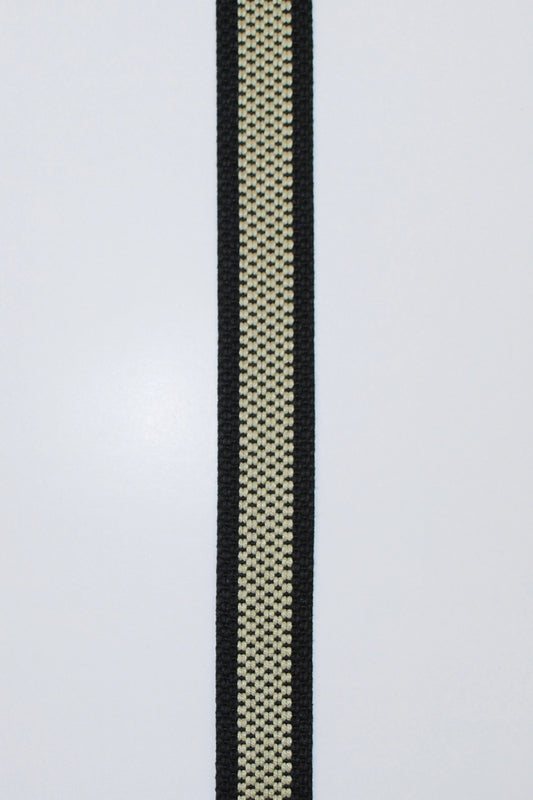 Gjordebånd (webbing) Bomull/polyester 30 mm sand/sort (pris pr dm)