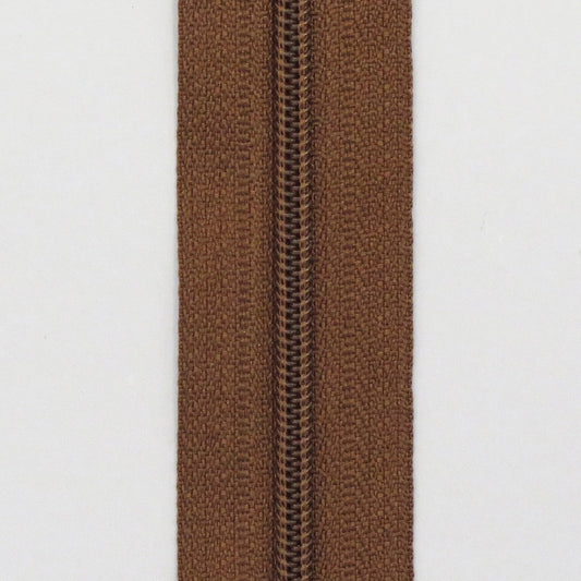 Glidelås metervare 4mm Spiral - Brun (Pris oppgitt pr dm)