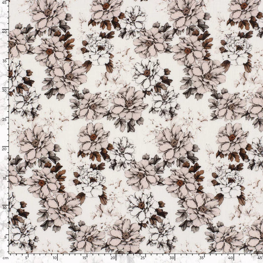 Musselin digital printed Flowers Off White - Lillifixshop Lillifixshop