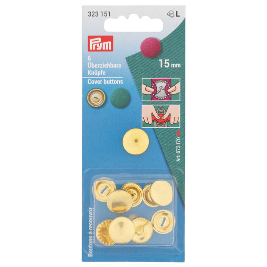 Overtrekksknapper Prym 15 mm (6 stk) Uten verktøy