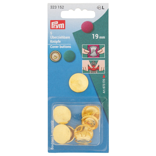 Overtrekksknapper Prym 19 mm (5 stk) Uten verktøy