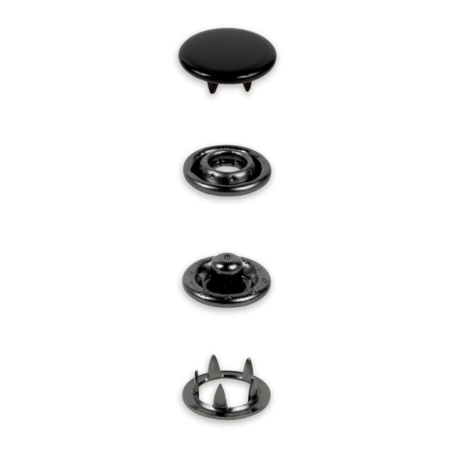 Metall trykknapper 12 mm Sort – 20stk (uten verktøy)