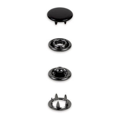 Metall trykknapper 12 mm Sort – 20stk (uten verktøy)