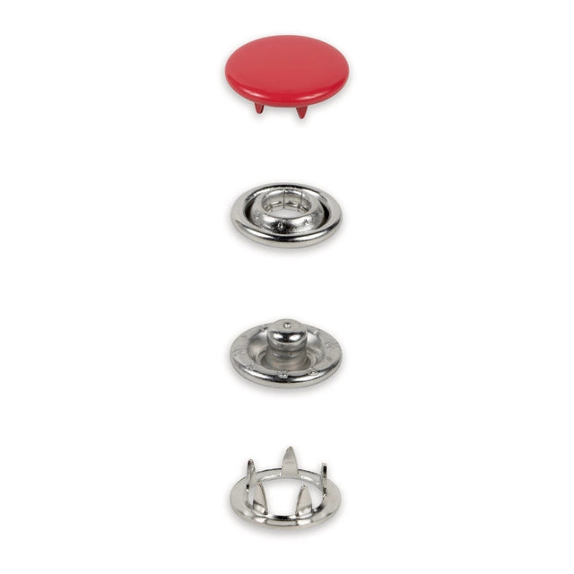 Metall trykknapper 12 mm Rød – 20stk (uten verktøy)