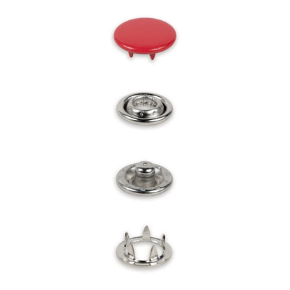 Metall trykknapper 12 mm Rød – 20stk (uten verktøy)