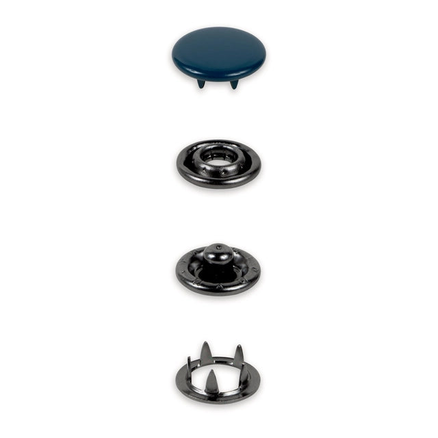 Metall trykknapper 12 mm Blå Navy – 20stk (uten verktøy)