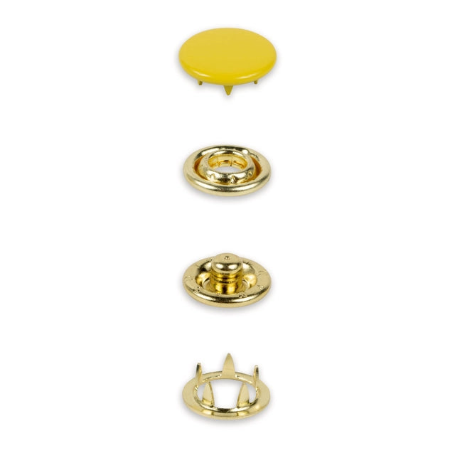 Metall trykknapper 12 mm Gul – 20stk (uten verktøy)