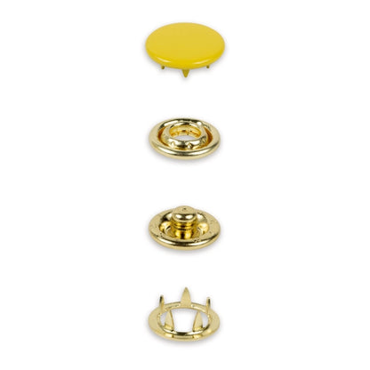 Metall trykknapper 12 mm Gul – 20stk (uten verktøy)
